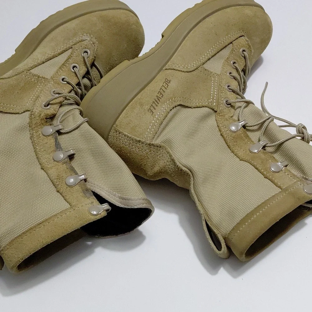BELLEVILLE  Men's Leather Military  Tactical Steel Toe Boots Coyote Brown Size 5